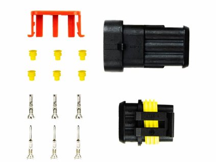 AMiO 03519 sada voděodolného konektoru Superseal 1.5, 3-pin (samec+samice)