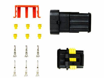Sada voděodolného konektoru Superseal 1.5, 3-pin (samec+samice)