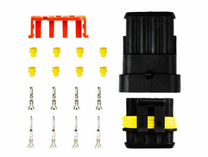 AMiO 03520 sada voděodolného konektoru Superseal 1.5, 4-pin (samec+samice)