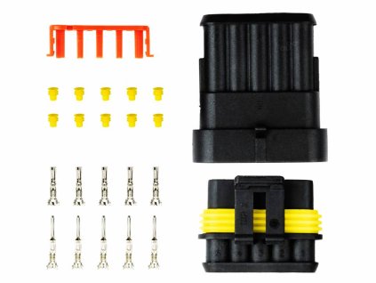AMiO 03521 sada voděodolného konektoru Superseal 1.5, 5-pin (samec+samice)