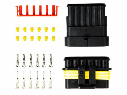 AMiO 03522 sada voděodolného konektoru Superseal 1.5, 6-pin (samec+samice)