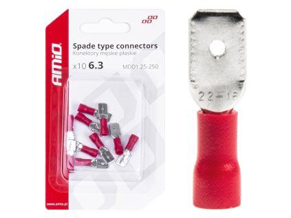 Sada elektrických konektorů 6.3mm 0.5-1.5mm2 10A 10 ks