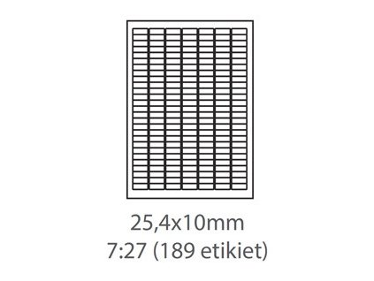 Etikety 254 x 10 mm 189 etikiet na A4 na označenie skúmaviek 100listov