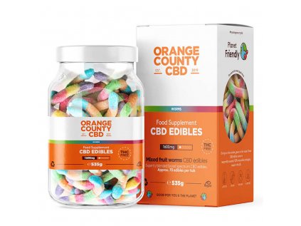 Orange County CBD Gummies Worms, 70 ks, 1600 mg CBD, 535 g