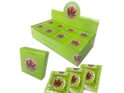 cannadom cannabis flavoured condoms display LRG