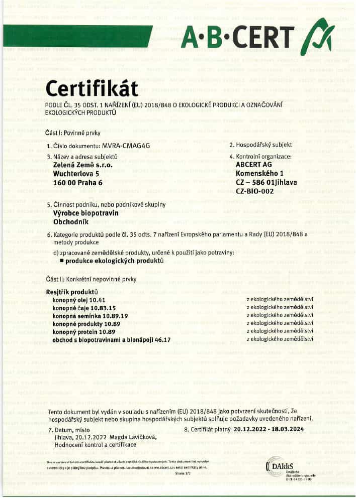 CBG konopná směs 1,8% BIO 30 g