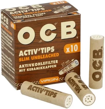 Uhlíkové filtry OCB Virgin Slim 7 mm nebělené, 10 ks