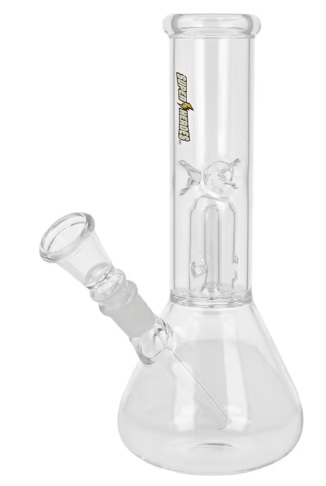 Skleněný mini bong s perkolací Super Heroes Transparent Ice, 21 cm