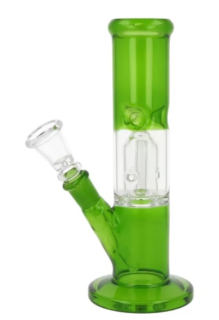 Skleněný mini bong s perkolací Super Heroes Green Straight Ice, 20 cm