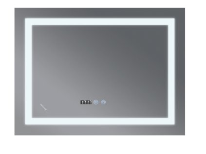 107938 koupelnove zrcadlo s led osvetlenim protizamlzovaci funkci regulaci jasu a hodinkami mr02 80 80 w