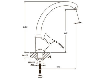 Dřezová baterie  PREMIUM GERMES 777 (NUT)