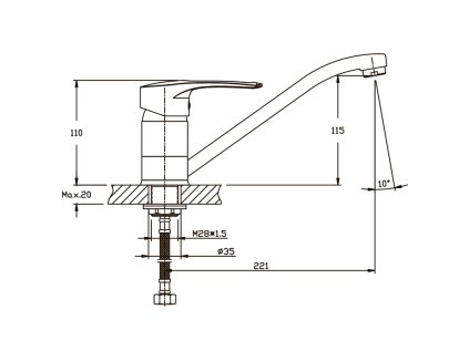 Dřezová baterie  PREMIUM GERMES 555 (NUT)