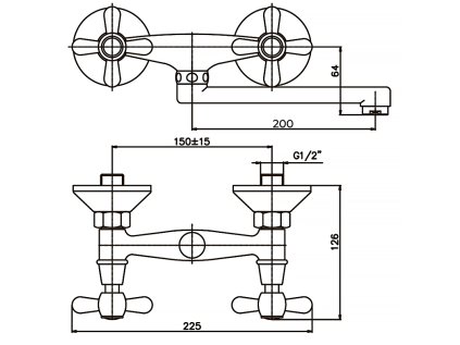 Dřezová baterie nastěnná  PREMIUM DOMINOX 361