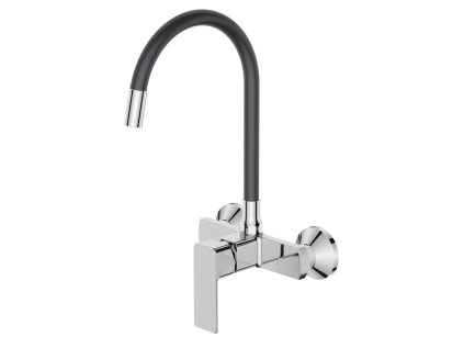 Dřezová baterie nastěnná s flexi výtokem  PREMIUM KUBUS 005 REFL.GRAY, šedá