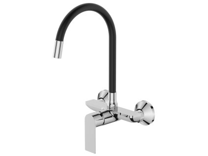Dřezová baterie nastěnná s flexi výtokem MIXXUS PREMIUM ALEX 005 REFL.BLACK, černá