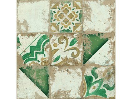 Dlažba El Molino Memory verde struktura mat rektifikovaná 58x58