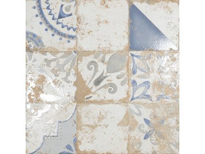 Dlažba El Molino Memory 7 azul struktura lesk rektifikovaná 58x58