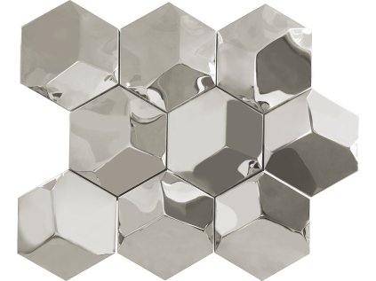 Dekor Hexagon 3D Inox Glossy Mosaic 31x25 cm