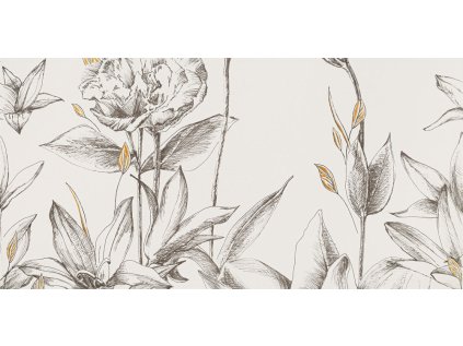 Dekor Tubadzin Velo bianco flowers 3 pololesk rektifikovaný 60x120