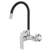 Dřezová baterie nastěnná s flexi výtokem MIXXUS PREMIUM KUBUS 005 REFL.BLACK, černá
