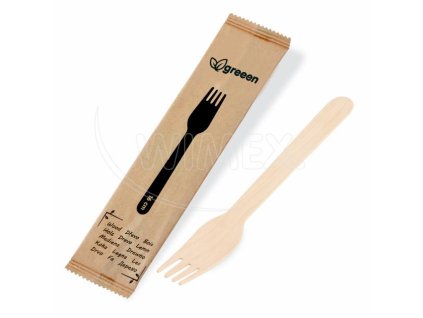 Vidlička (dřevěná FSC 100%) 16cm jednotlivě balená [100 ks]