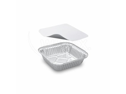 Miska (ALU) hranatá 164 x 164 x 36 mm 500ml + víčko [5 sad]