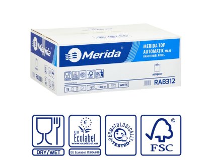 Pap. ručník s adapt. MERIDA TOP AUTOMATIC MAXI š.19,5 cm,dl. 240 m ,2 vrst. bílé, krt.6rol