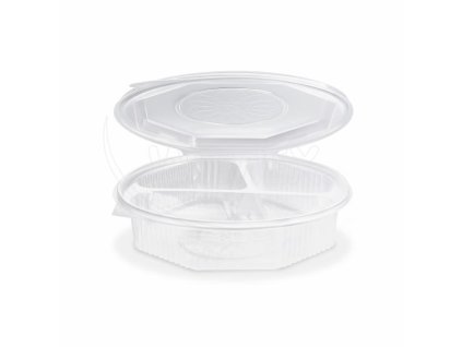 Menu mísa (PP) Ripboxx Meal 3dílná osmiboká průhledná 930ml [25 ks]