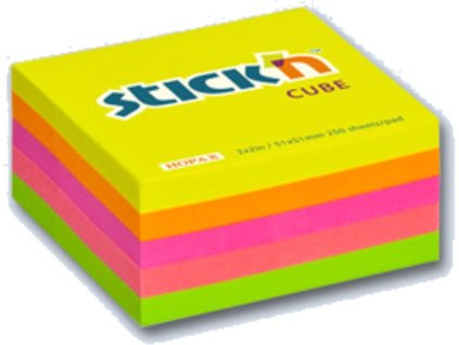 Bloček samolepící 51x51 5 barev, neonový, 250 listů, Stick