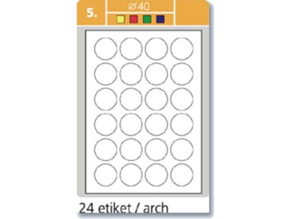 Samolepící etikety Laser kruh 40mm bílé, 24 etiket na listu, 1kus