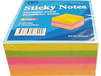 31329 blocek samolepici 75x75 5 barev neon 400 listu