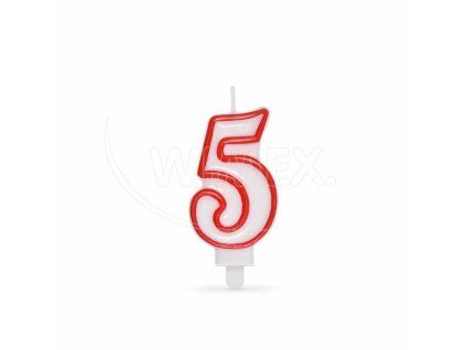 Číslová svíčka se stojánkem "5" 75mm [1 ks]