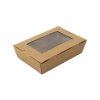 Papírový box EKO na jídlo 218/195 x 163/140 x 65 mm kraft s okénkem 2050 ml, 50 ks