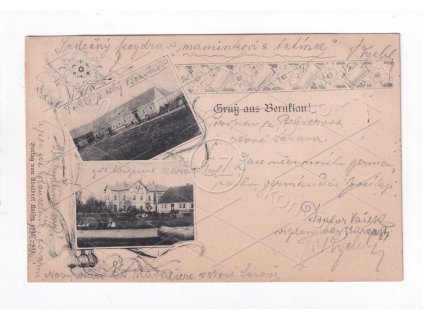 Bezvěrov Nová Sázava Bernklau Plzeň sever ČB světlotisk 2 okénková koláž RU DA nákl. Adalbert Kaiser 1900 1a
