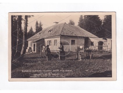 Javoří Pila Prášily Klatovy Šumava hostinec hájovna zaniklá ČB foto Max Jonák nákl. J. Pospíchal Foto Fon č. 9109 1a