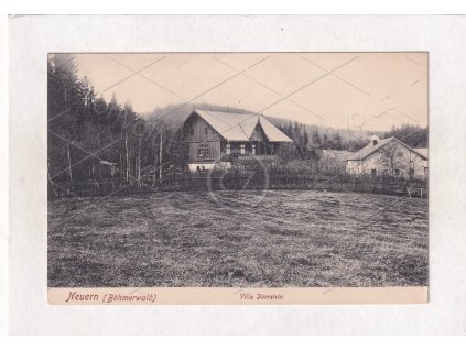 Nýrsko Villa Dörstein hostinec RU ČB hlubotisk původní dřevostavba Klatovy Šumava nákl. Julius Jeiteles Neuern 1a