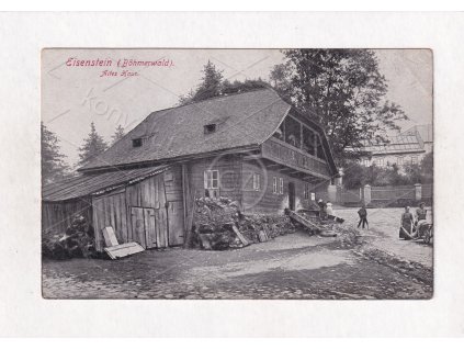 Železná Ruda Klatovy Šumava starý dům zaniklá dřevostavba ČB RU chromotypie Löffler a Co. Greiz č. 8583 1a