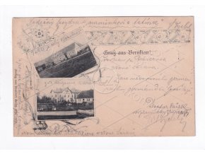 Bezvěrov Nová Sázava Bernklau Plzeň sever ČB světlotisk 2 okénková koláž RU DA nákl. Adalbert Kaiser 1900 1a