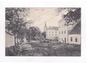 Pacov Pelhřimov zámek ulice lidé ČB světlotisk RU Dopisnice nákl. Šohaj tisk Unie Pha 1a