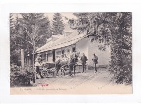Špičák Železná Ruda Hotel Prokop RU původní hotel kůň povoz ČB světlotisk Th. Böhm Nové Město nad Metují poštovna Černé jezero 1a