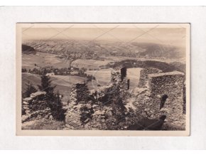 Tolštejn Jiřetín pod Jedlovou Děčín hrad do údolí ČB foto Orbis MF razítko 1a
