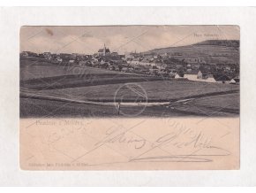 Miličín DA Benešov 2+1 panorama čb hlubotisk hora Kalvárie nákl. J. Fridrich 1a