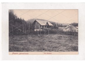 Nýrsko Villa Dörstein hostinec RU ČB hlubotisk původní dřevostavba Klatovy Šumava nákl. Julius Jeiteles Neuern 1a