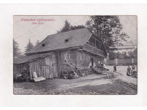 Železná Ruda Klatovy Šumava starý dům zaniklá dřevostavba ČB RU chromotypie Löffler a Co. Greiz č. 8583 1a