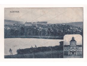 Hořovice Beroun zámek panorama okénko montáž modrá tónovaná ČB světlotisk nákl. foto K. Zuna 1a