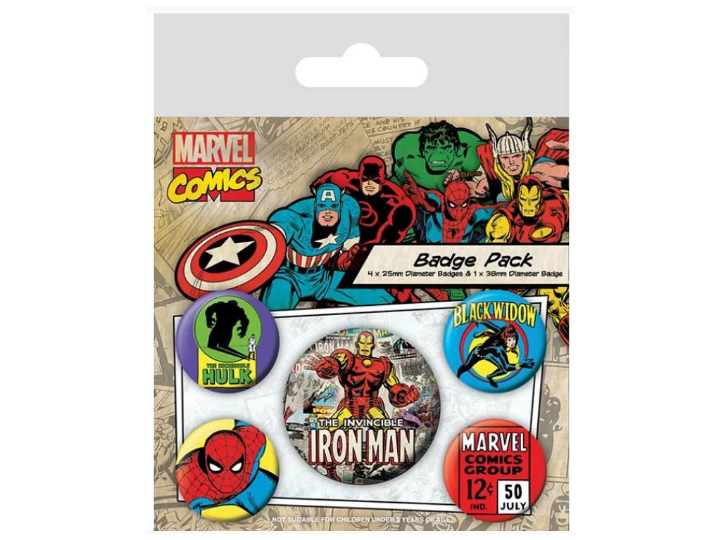 Sada placek Marvel Comics - Iron Man, 5 ks