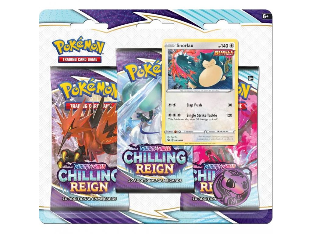 Karty Pokémon TCG: Sword & Shield Chilling Reign 3-Pack Blister - Snorlax