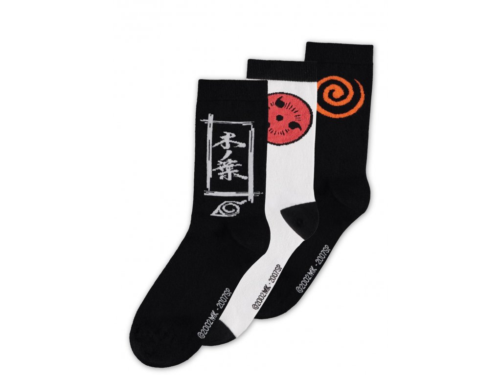 Ponožky Naruto Shippuden - Sasuke Symbol 3-Pack (39-42)