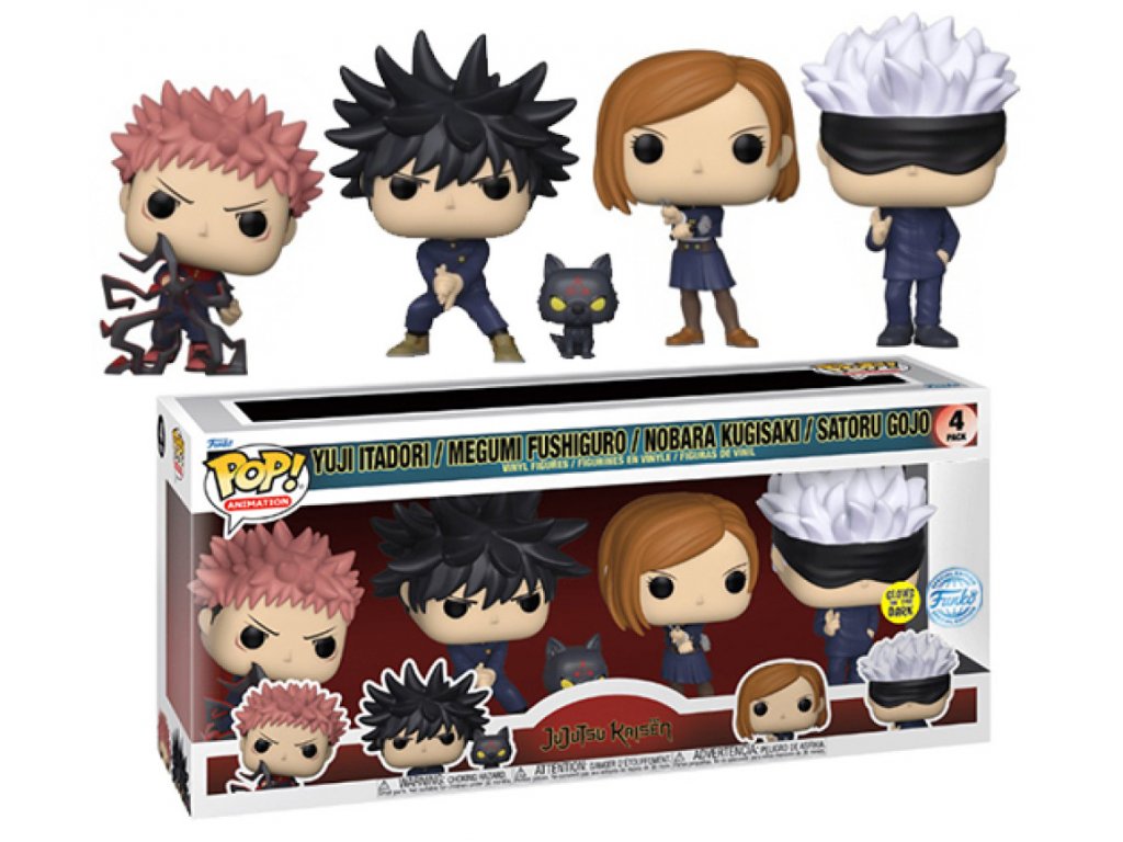 Funko POP! 4-Pack Animation: Jujutsu Kaisen - Yuji Itadori / Megumi Fushiguro / Nobara Kugisaki / Satoru Gojo GITD Special Edition
