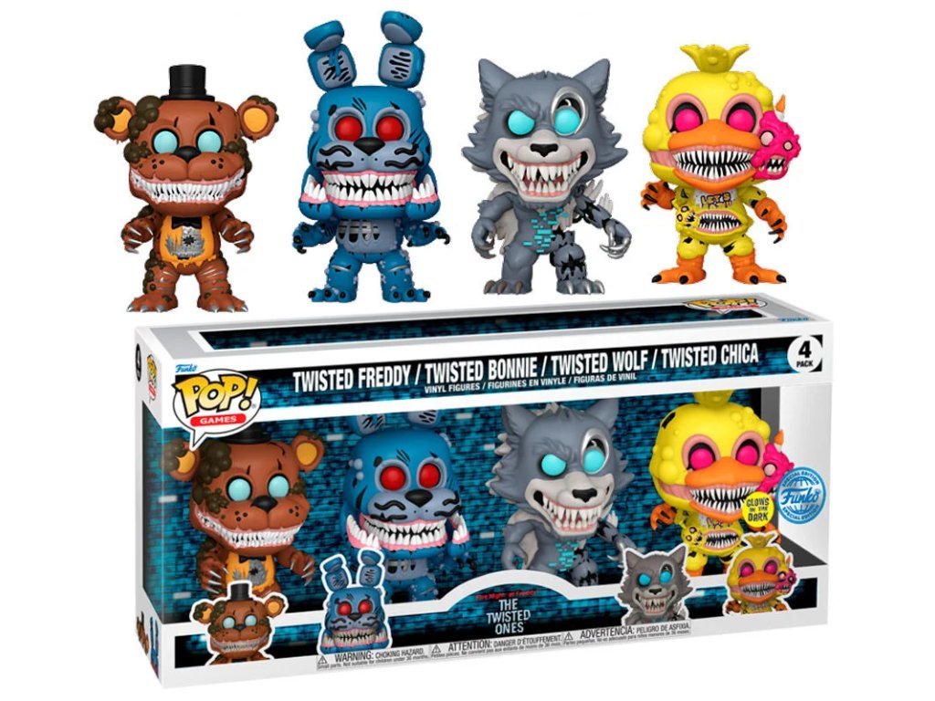 Funko POP! 4-Pack Five Nights at Freddy's: The Twisted Ones - Twisted Freddy / Twisted Bonnie / Twisted Wolf / Twisted Chica GITD Special Edition